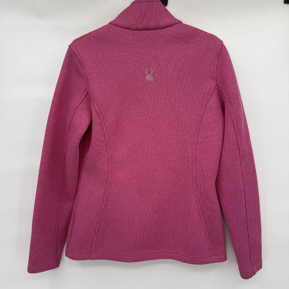 Spyder‎ Core Sweater Full Zip Jacket Medium Hot Pink Zip Pockets Ribbed Women’s - Picture 2 of 6
